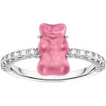 Thomas Sabo TR2459-052-9-54 Silberner Ring mit pinkfarbenem Goldbären und Zirkonia Damen
