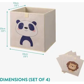 Navaris Aufbewahrungsbox Kinderzimmer 33 x 33 cm 4-tlg. beige