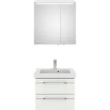 Saphir Badmöbel-Set »Balto Sprint 2-teilig, Mineralmarmor-Waschtisch mit LED-Spiegelschrank«, (2 St.), Badezimmer Set inkl. Türdämpfer, 70 cm breit, 2 Türen, 2 Schubladen, weiß