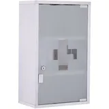 Medizinschrank Edelstahl Zur Wandmontage, 3 Ebenen, Glastür Abschließbar Mit 2 Schlüsseln, 30×18×50 Cm