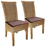 Esszimmerstühle Set 2 Stück Rattanstuhl tabacco Perth Rattan Stuhl Korbstuhl nachhaltig : mit Sitzkissen