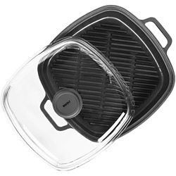 RISOLI' Dampf-Grillpfanne 26x26 cm, aus Aluguss, mit Deckel