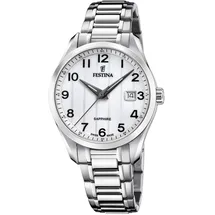 Festina Swiss Made Herrenuhr Analog Edelstahl 316L Silber - - Saphirglas, Wasserdicht 5 ATM - Herren -