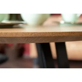 möbelliebling Runder Esszimmertisch 100 x 77 x 100 cm Eiche beige/silber