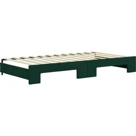 vidaXL Tagesbett Ausziehbar mit Matratzen Dunkelgrün 100x200 cm Samt
