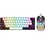 61-Tasten-RGB-beleuchtete Tastatur mit Maus, Kabelgebundene Gaming-Tastatur, Mehrfarbige, Kabelgebundene Gaming-Tastatur mit LED-Hintergrundbeleuchtung für (Weißer schwarzer