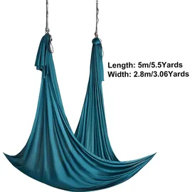 Vevor Aerial Yoga Hängematte Set 5 x 2,8 m, Grün Aerial Yoga Swing Air Fliegen, Yoga-Schaukel Hammock Swing 1000 kg Max. Tragfähigkeit, inkl. Yoga-Socken & Stahlkarabiner, Anti-Gravity-Übungen