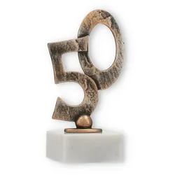 Pokal Konturfigur Goldene Hochzeit altgold auf weißem Marmorsockel 16,4cm