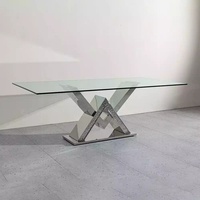 Esstisch Luxus Säulentisch Silber Glastisch JVmoebel