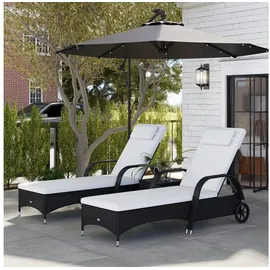 Outsunny Sonnenliege Gartenliege 3er-Set 200 x 65 x 30 cm Schwarz/Cremeweiß