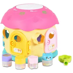 Moni Sortierspiel Steckspiel Pilzhaus Musik Licht Formsortierspiel 4 Formen pink
