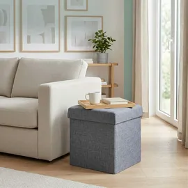 Relaxdays Sitzhocker mit Stauraum Stoff 38 x 41 x 38 cm Grau