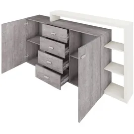 petits-meubles Sideboard 180 cm Weiß / Beton