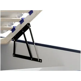 Mirjan24 Polsterbett Genua, Bett mit Bettkasten, Polsterkopfteil, Gasdruckfeder und Metallfüße (Farbe: Fresh 01, Größe: 140x200 cm, - Beige
