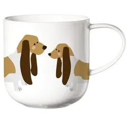 ASA Selection Henkelbecher Basset Hound weiß glänzend, 0,4l