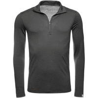 Kaipara - Merino Sportswear Langarmshirt Merino Zip-Neck Herren Slimfit 200 (1-tlg) aus reiner Merinowolle Made in Germany schwarz XXL