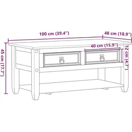 vidaXL Couchtisch Corona Braun Kiefer 100 x 48 x 45 cm