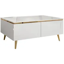 lookway Couchtisch AURORA Weiß/Gold Metall 90 x 41 x 60 cm
