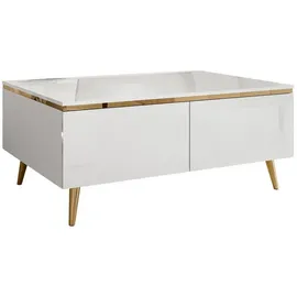 lookway Couchtisch AURORA Weiß/Gold Metall 90 x 41 x 60 cm