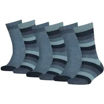 Tommy Hilfiger Kinder Socken, 6er Pack - Basic Stripe ECOM, Streifen Blau 35-38