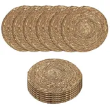 Spetebo Platzdecken aus Seegras und Wasserhyazinthe 38 cm - 12er Set - Runde Tischsets aus Naturmaterialien - Naturbelassen