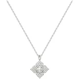 dKeniz Kette mit Anhänger Royal Flower 925 Sterling Silber Rhodiniert Zirkonia Weiß