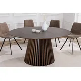 riess-ambiente Esstisch VALHALLA WOOD Ø140cm smoked braun (Einzelartikel, 1-St), Küche · Eiche · Design · lackiert · rund · Säulenfuß · Japandi Style braun