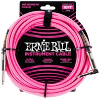 Ernie Ball Instrumentenkabel geflochten, gerade/gewinkelt, 3 m, Neon-Pink