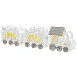 Bonetti LED Weihnachtszug aus Holz mit warm-weißen Lichtern beleuchtet, weiß lackiert, ca. 40 cm lang, X-Mas Zug