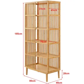 [en.casa] Trundholm Standregal 80 x 45 x 185 cm Beige