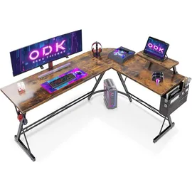luxuskollektion Eckschreibtisch Gaming Tisch Eckschreibtisch L-Form Monitorständer Vintage Braun 167 x