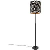 QAZQA Stehlampe schwarzer Schirm Zebra Design 40 cm verstellbar