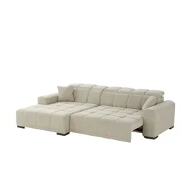 Möbel Kraft Eckcouch Flachgewebe 3-Sitzer Beige