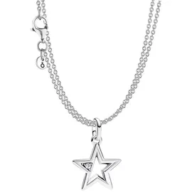 Pandora Geschenkset mit 2-reihiger Halskette Funkelnder Stern Silber