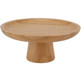 Obstschale mit Fuß aus Holz, Runder Obstbehälter, Dekorativer Kuchentabletthalter für Küchentheken-Tischdekorationen(Originalfarbe)
