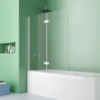 DOOLEEWEE Duschwand für Badewanne 100x140 cm Badewannenfaltwand 2-teilig Faltbar 6mm ESG Glas Nano Beschichtung Duschtrennwand