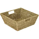 HMF Geschenkkorb Aufbewahrungskorb geflochten aus Seegras Rechteckig 30 x 30 x 12 cm beige