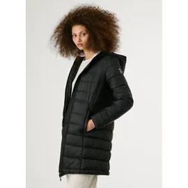 Pepe Jeans Steppmantel PEPE JEANS "SALLY LONG", Damen, Gr. XL, schwarz, Web, Obermaterial: 100% Polyamid, unifarben, Mäntel Steppmantel, mit Kapuze