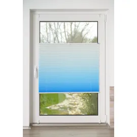 K-HOME Plissee Farbverlauf Sunrise 50 x 130 cm blau/weiß