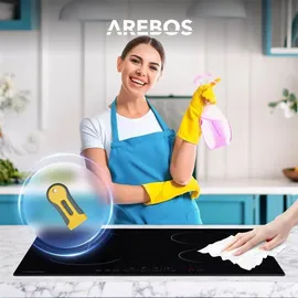 Arebos Induktionskochfeld mit Booster-Funktion | 7200W | 4 Kochfelder Flexzone | 59 cm | Autark mit Sensor Touch, Timer, Kindersicherung, �berhitzungsschutz,