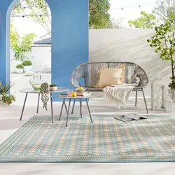 Kadima Design Outdoor-Teppich in Pastell, Geometrisch, pflegeleichter & rutschfester – `Ravenglass`. 200x290 cm