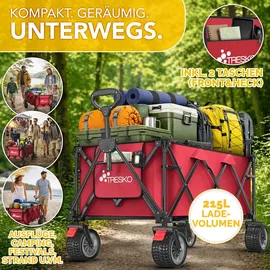 TRESKO Bollerwagen faltbar 215L mit Bremse rot