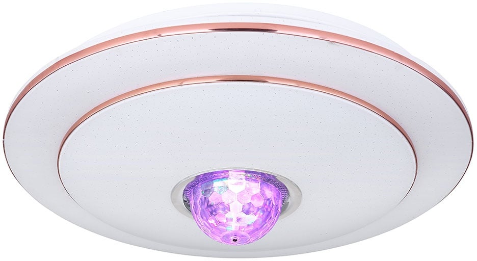 Deckenleuchte Deckenlampe RGB LED Fernbedienung Musik Diskokugel Lautsprecher Leuchte Tageslicht mit Bluetooth , Metall, Farbewechsel dimmbar, 1x 40W 2250lm 3000-6000K, DxH 50x13,5 cm