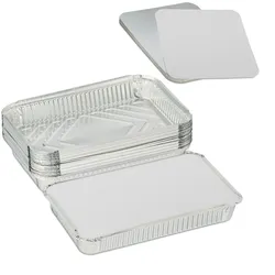 Relaxdays Aluschalen mit Deckel, 25er Set, 1800 ml, zum Backen & Grillen, Assietten für Gastronomie, Alubehälter, silber