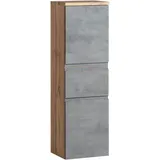 Held Midischrank, Hellgrau, Eiche Wotan, Holzwerkstoff, 2 Fächer, 1 Schubladen, 40x130x35 cm, Made in Germany, hängend, stehend, Badezimmer, Badezimmerschränke, Midischränke