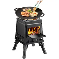 Feuertonne mit Grillplatte, Grill und Feuerschale, Multifunktional, 30 cm Grillplatte, mit Schürhaken, für Garten, Hinterhof, Lagerfeuer und Terrasse (Schwarz, klein)