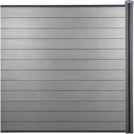 MCW WPC-Sichtschutz Savoie, Windschutz Zaun, WPC-Pfosten Erweiterungselement, 1,88m grau