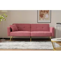 Celya Schlafsofa Schlafsofa mit Bettfunktion, verstellbarem Winkel, goldenen Beinen, mit Kissen und seitlichen Aufbewahrungstaschen rosa