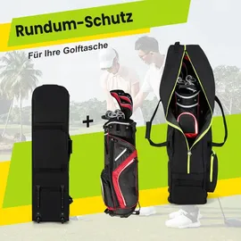Costway Golf Reisetasche mit Rädern, Golfbag faltbar für Fluglinien mit Schlüssel, 31,5 x 25,5 x 128cm - Schwarz