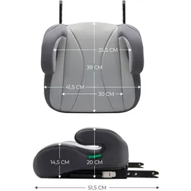 Kinderkraft I-BOOST i-Size - Sitzerhöhung 135-150 cm - R129 Norm - ISOFIX - Ergonomisch - Weicher Schaumstoff - Abnehmbarer Bezug - Grau